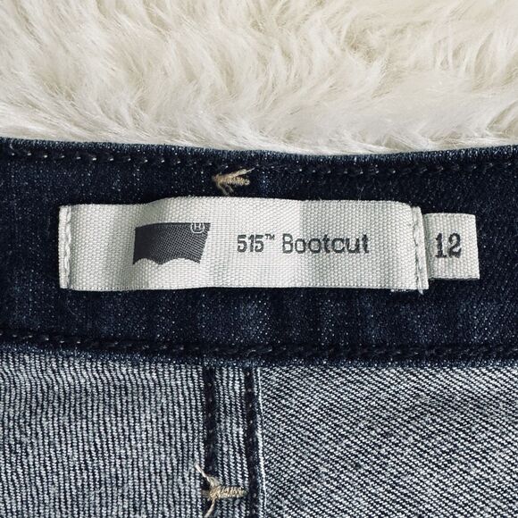 Levis 515 Bootcut Jeans 12 (33x30.5) Dark Wash Blue Denim High Mid Stretch Women - Picture 4 of 10